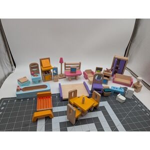 Bigjigs Wooden Dollhouse Furniture‎ Lot